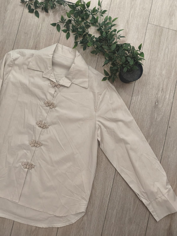 Chemise droite inspiration Qipao colorie Beige