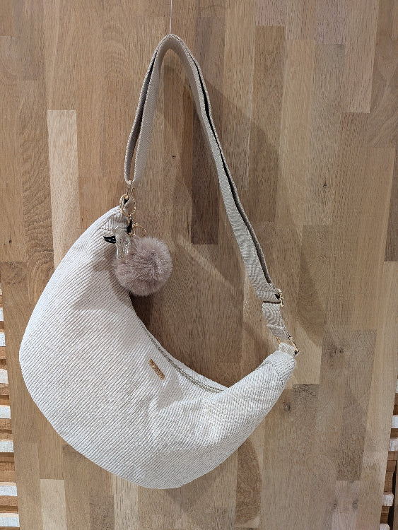 sac banane velours beige