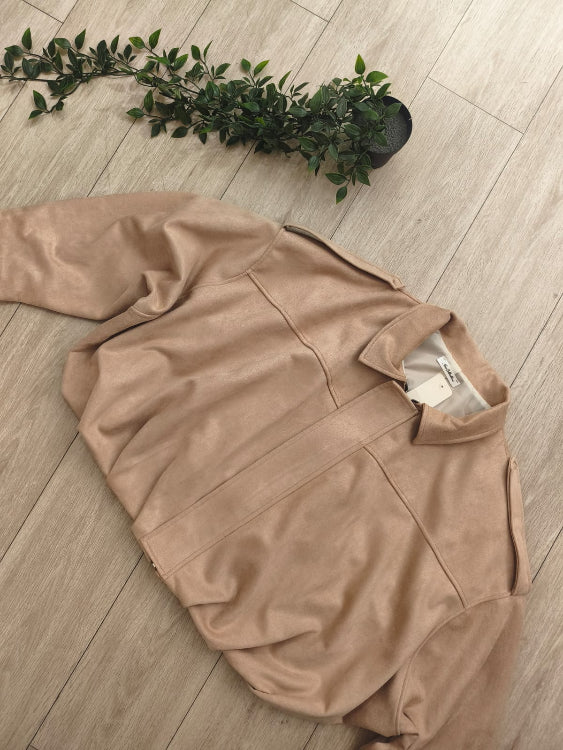 Blouson nubuck colorie beige