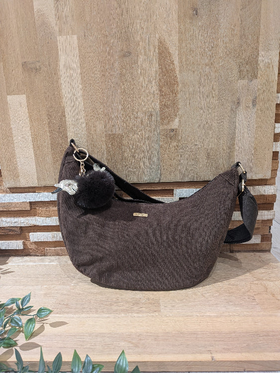 sac banane velours marron