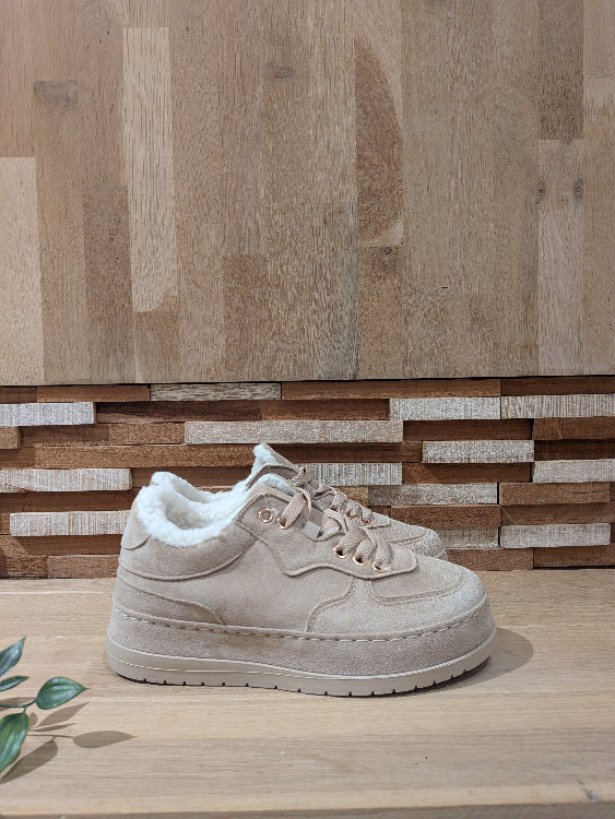 Basket en nubuck fourré colorie beige 