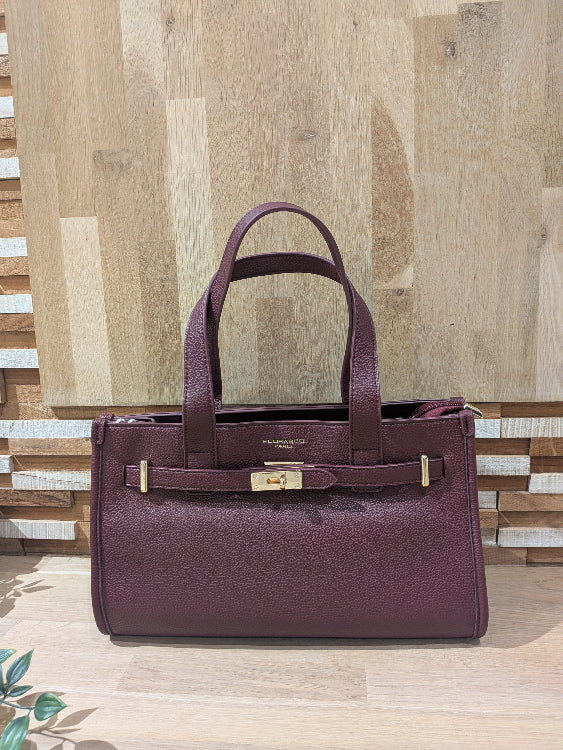 sac rectangulaire avec détail mousquetons rectangulaire. colorie bordeau. 