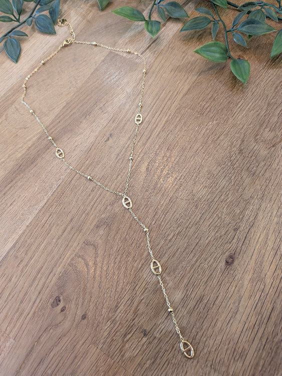 Collier pendant grain de café. Colorie or.