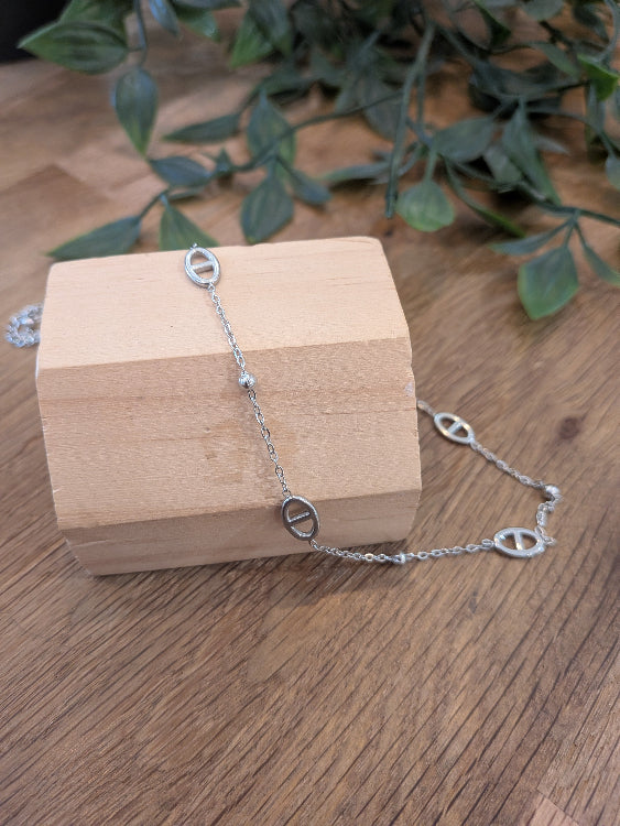Collier grain de café colorie argent