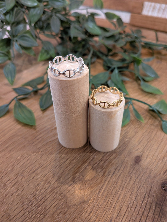 Bague grain de café . colorie or et argent. 