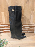 bottes retournées a talon colorie noir