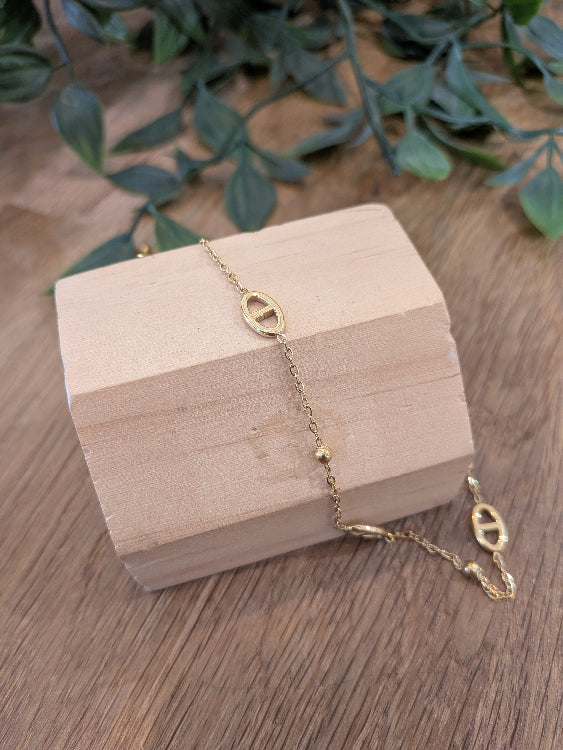 Collier grain de café colorie or 