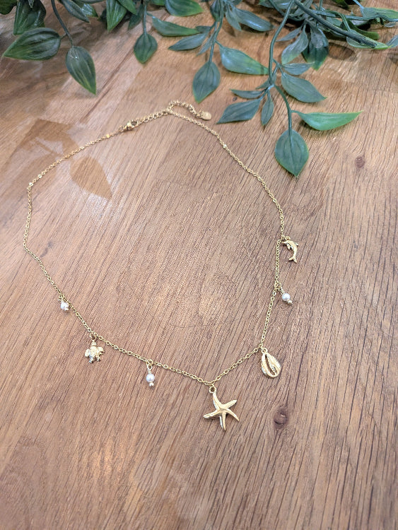 Collier charm's ocean photo a plat