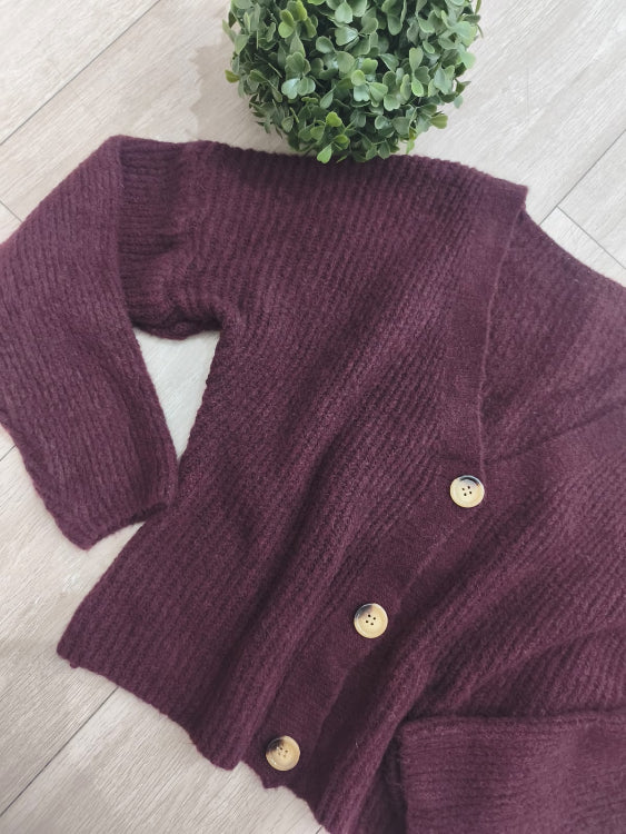 Gilet 3 boutons colorie bordeau