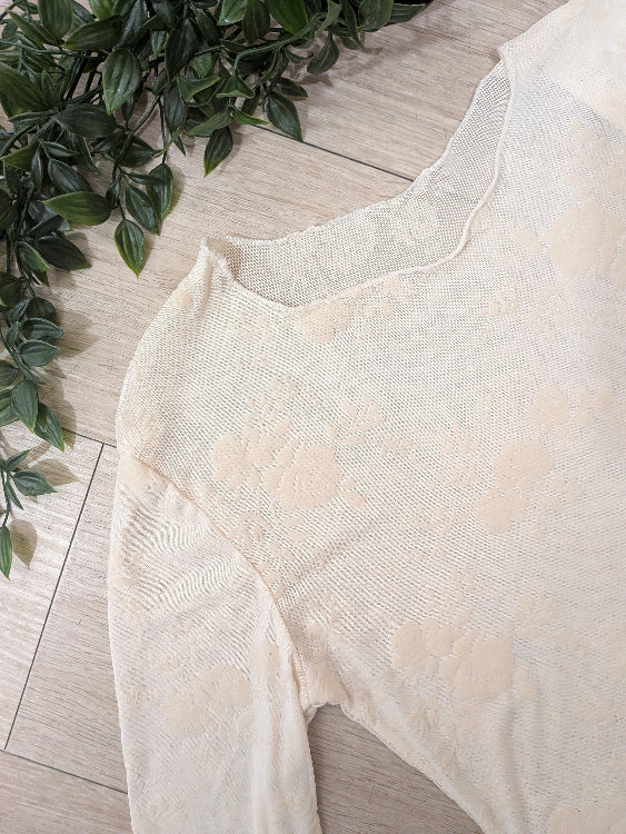 Body en voile imprimé velours . colorie beige