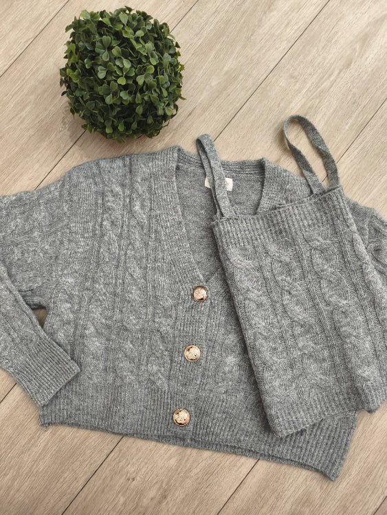 Twin set composé d'un gilet et d'un débardeur . colorie gris 