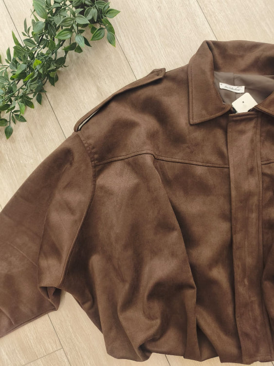 Blouson nubuck colorie marron