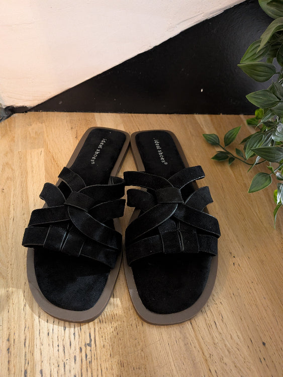 Mule sandale lanière torsade colorie noir