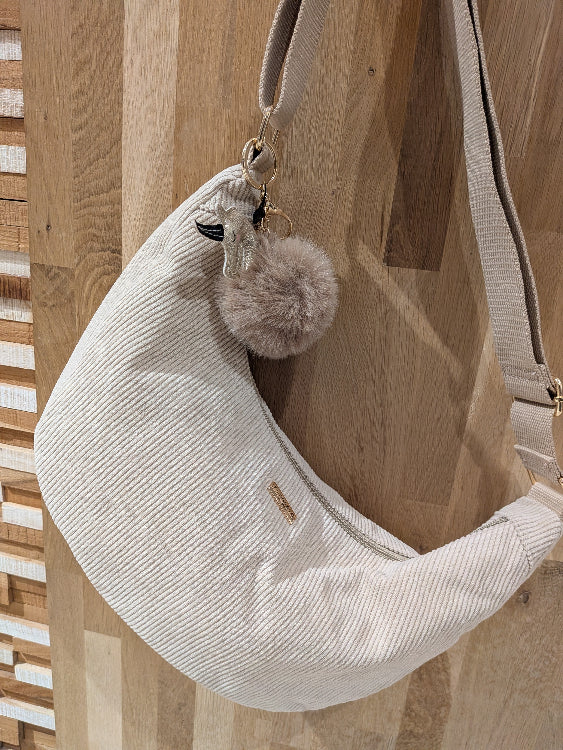 sac banane velours beige