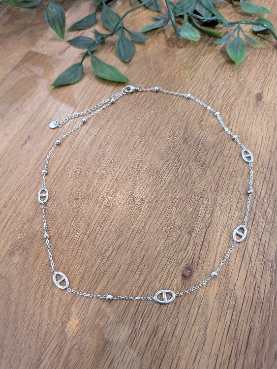 Collier grain de café colorie argent