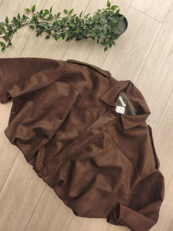 Blouson nubuck colorie marron