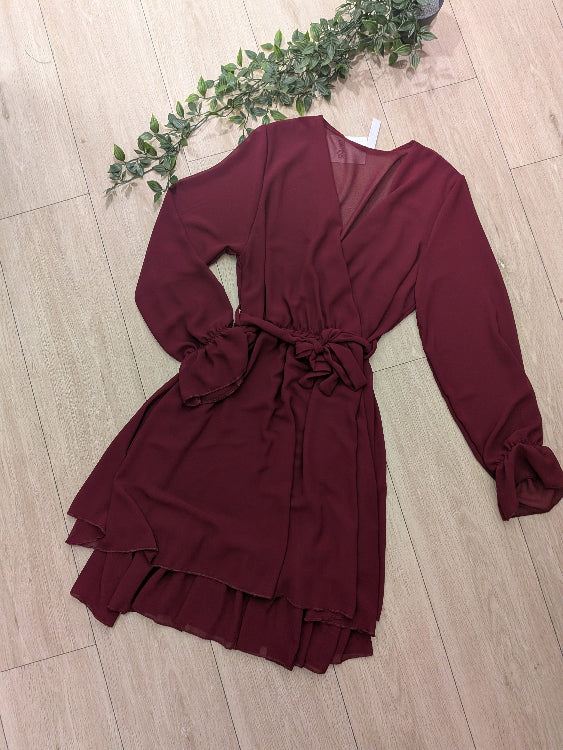 Robe courte voile bordeaux 