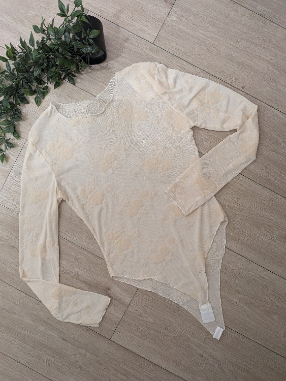 Body en voile imprimé velours . colorie beige
