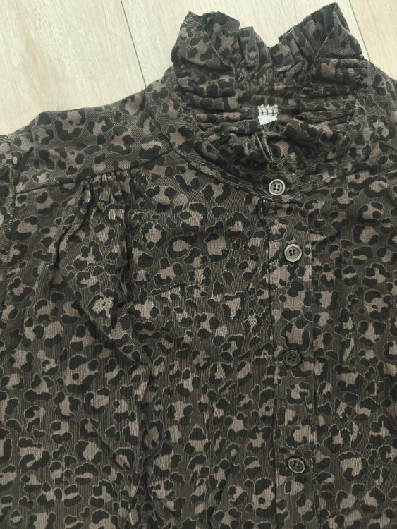 Robe velours imprimé léopard. colorie marron