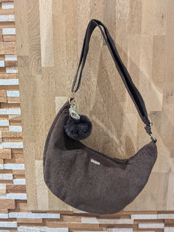 sac banane velours marron
