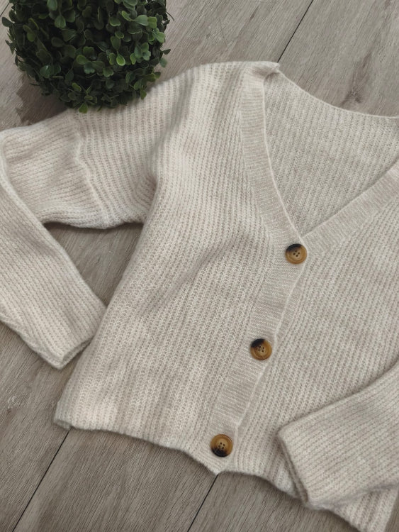 Gilet 3 boutons colorie beige