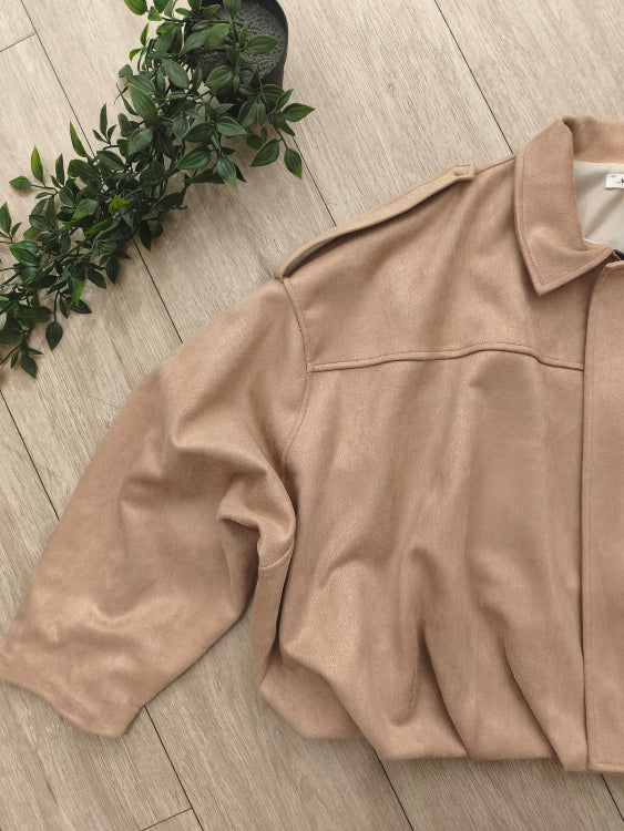 Blouson nubuck colorie beige