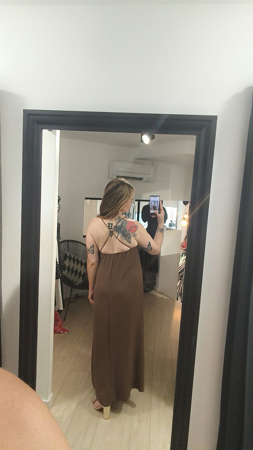 Robe longue fluide bretelle croisé