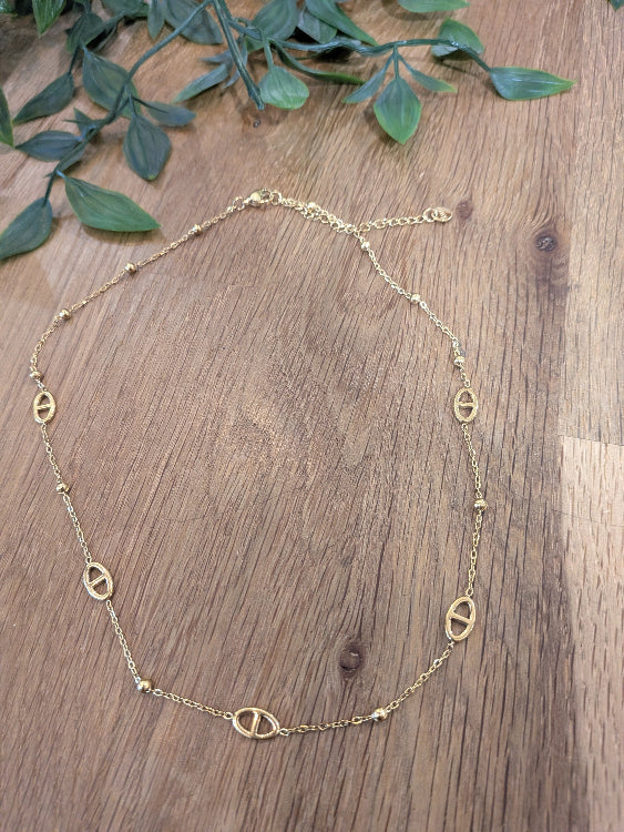 Collier grain de café colorie or 