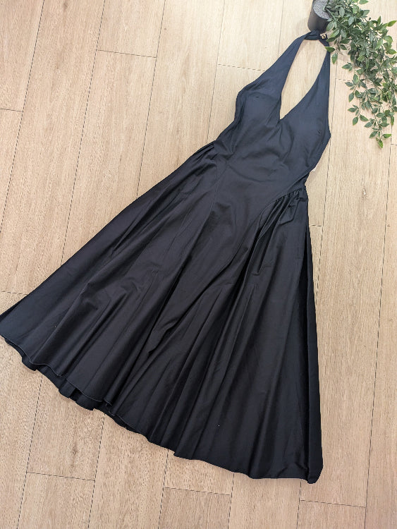 Robe Marylin en popeline de coton marine. Photo a plat. 