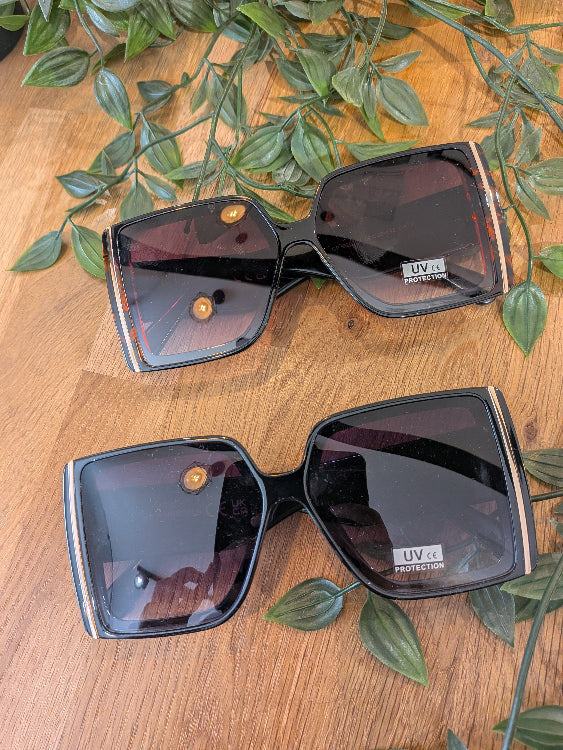 Lunettes de soleil carré en acétate. Colorie noir et écaille. 