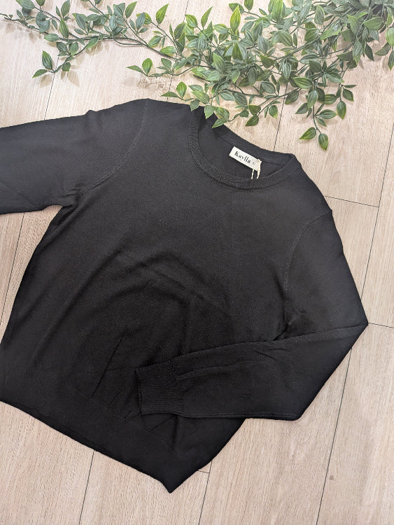 Pull fin col rond colories noir