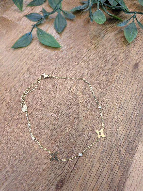 Bracelet de cheville étoilé colorie or 