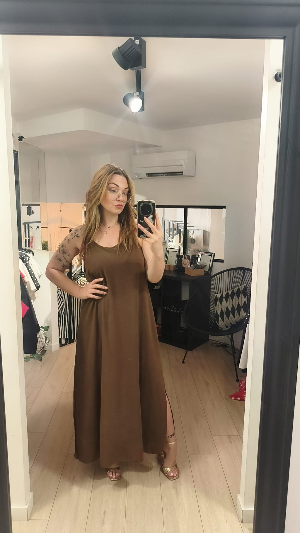 Robe longue fluide bretelle croisé