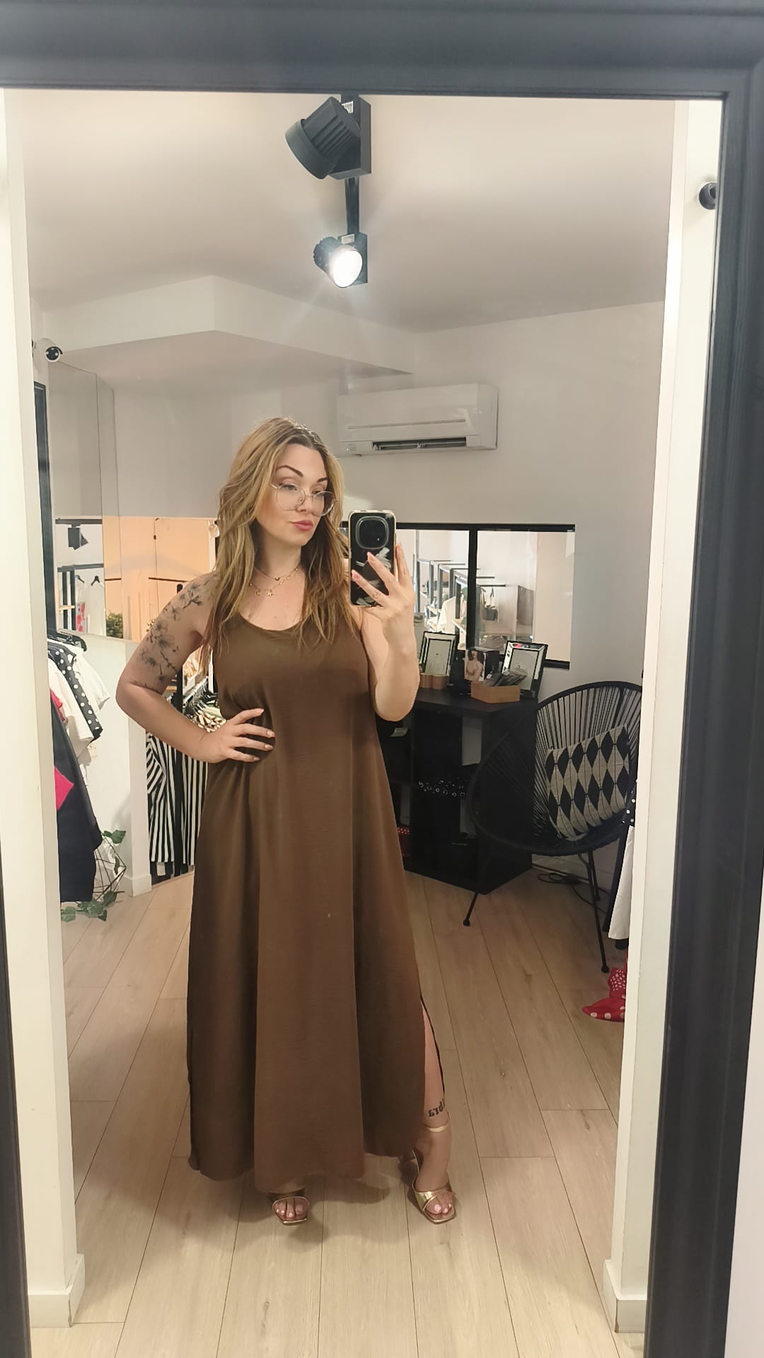 Robe longue fluide bretelle croisé