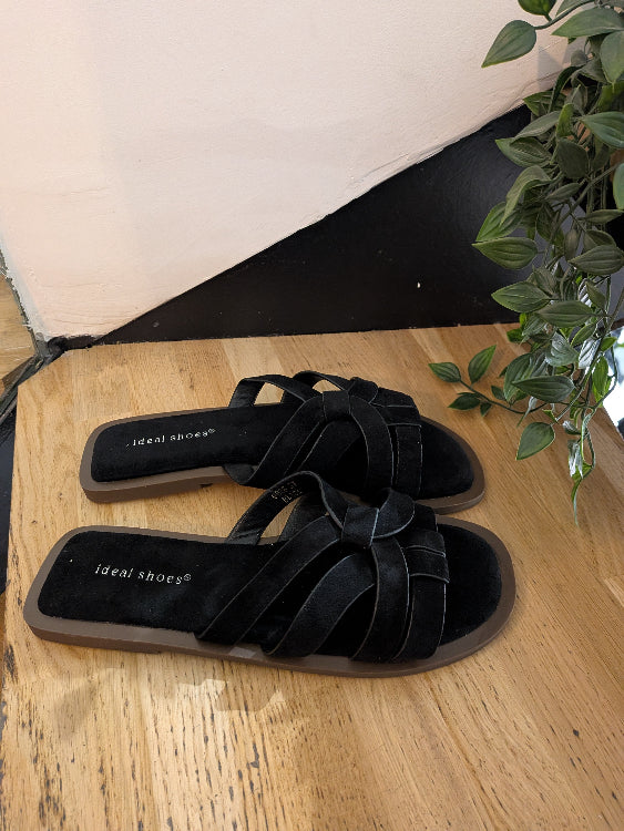 Mule sandale lanière torsade colorie noir