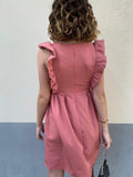 Robe sans manches avec volant rose porté dos