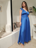 Robe longue satin noeud