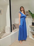 Robe longue satin noeud