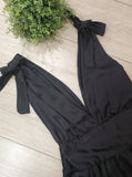 Robe longue satin noeud