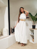 Robe longues ceinture paille