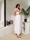 Robe longues ceinture paille
