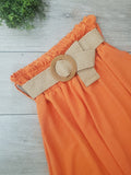 Jupe longue ceinture paille