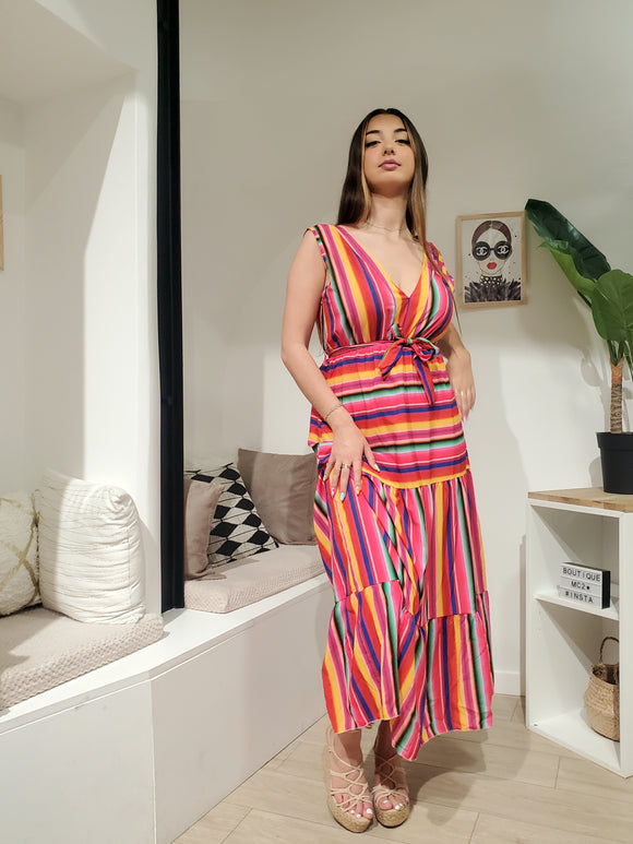 Robe rayure multico